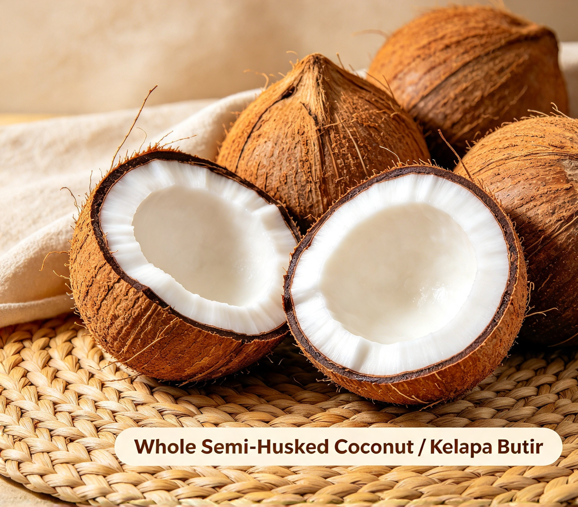 Whole Semi-Husked Coconut